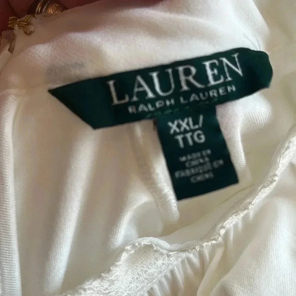 Lauren Ralph Lauren Lace Top Women’s XXL/TTG Ivory Blouse Cottage Core Coastal - Picture 3 of 17